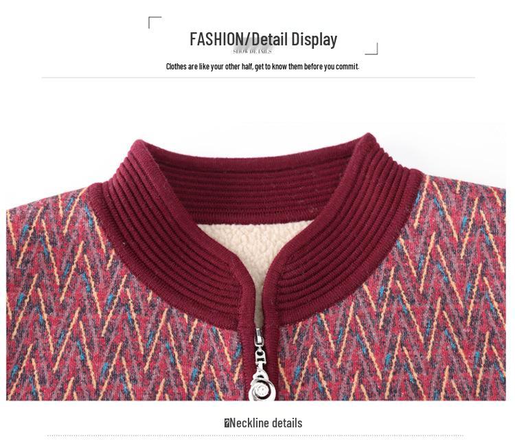 Cozy Wool Cardigan for Women 60+: Fleece-Lined, Thickened Autumn/Winter Sweater