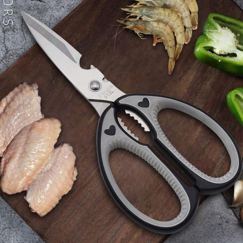 2.5mm Thick Stainless Steel Sharp Shear  Korean Barbecue Clips PP TPR Multi Functional Kitchen Scissors for Meat Fish