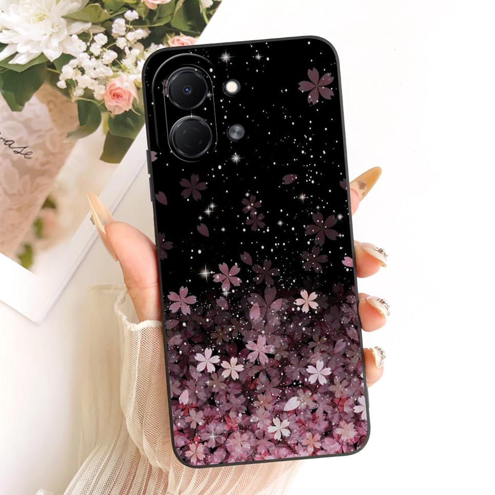 Liquid Silicone Soft Back Cover For Tecno Spark GO 3 GO3 KN3 Phone Case Luxury Girly Flower Butterfly Bow Painting Casing