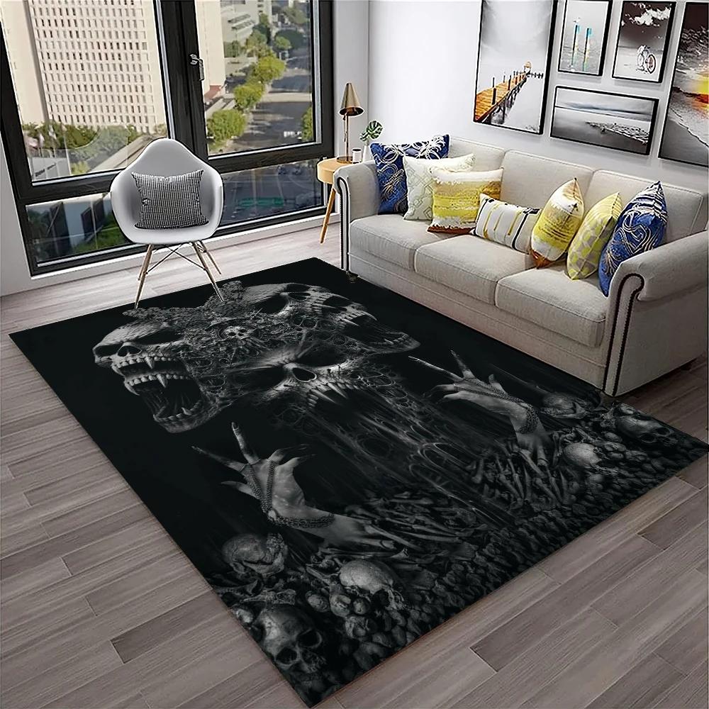  Gothic Horror Skull Ghost Cartoon Carpet Rug for Home Living Room Bedroom Sofa Doormat Decor,kids Area Rug Non-slip Floor Mat