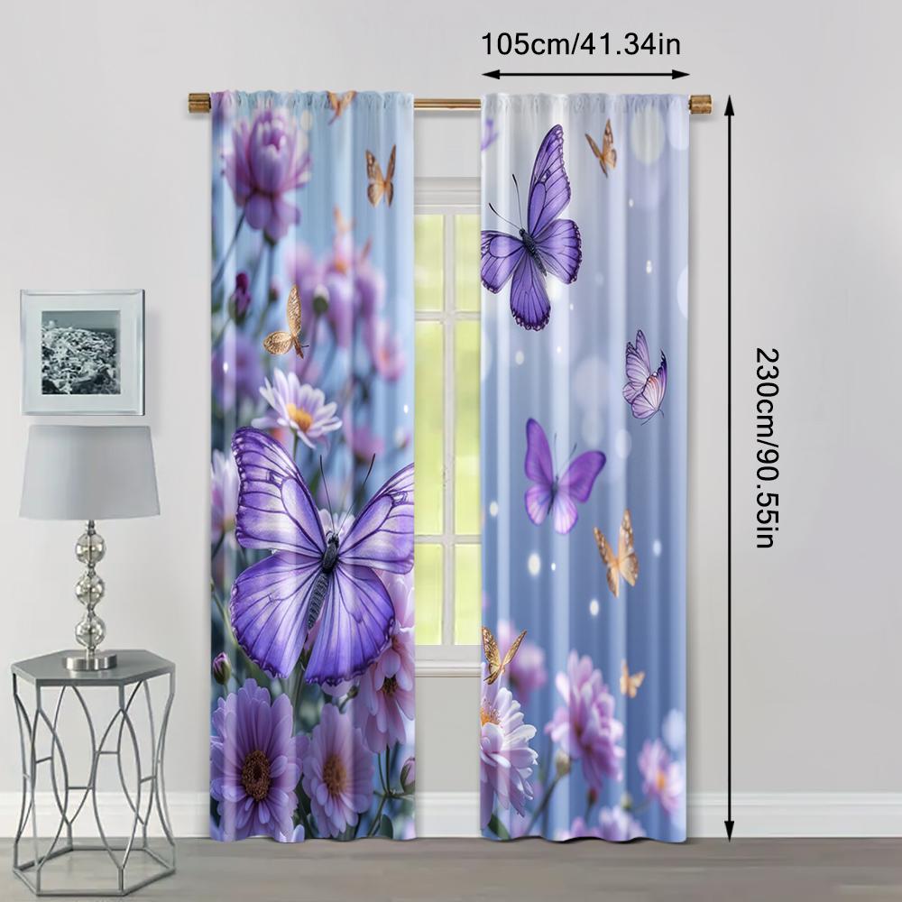 Fenstergardinen mit Schmetterlingsmuster, vielseitig, aus Polyester, ohne Stromanschluss, ideal für Studentenwohnheime.