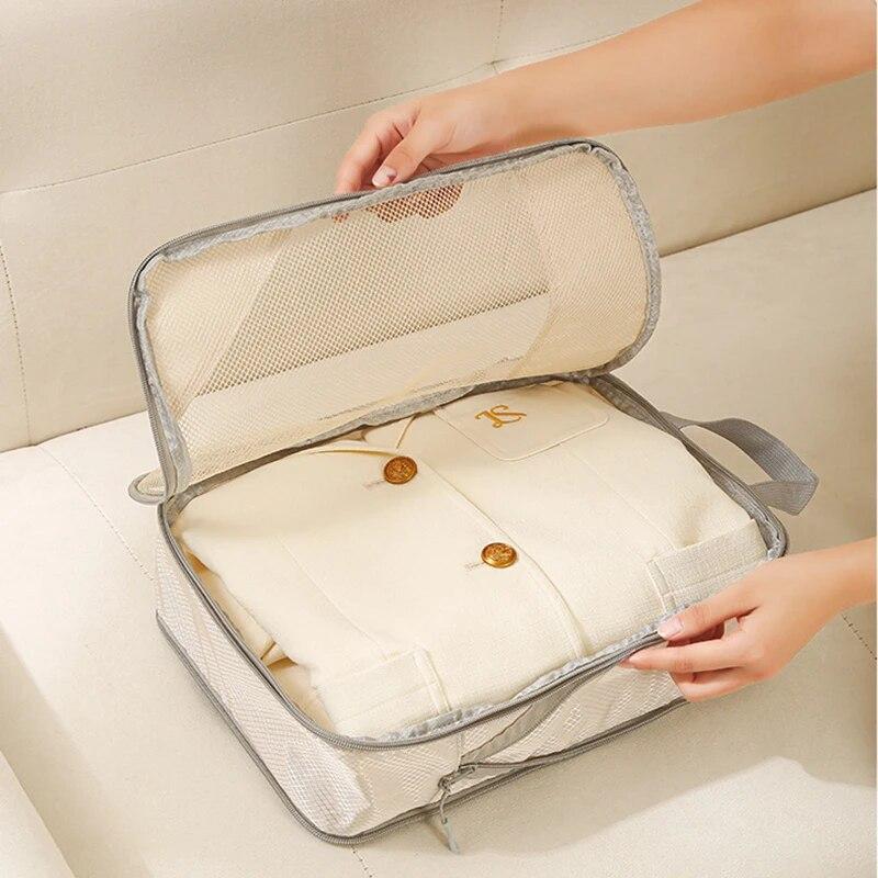 Travel Storage Bag Compressible Packing Cubes Carry On Travel Suitcase Luggage Organizer Foldable Waterproof HandbagTravel Bag