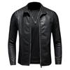 Spring New Men's Leather Jacket With Stand Collar