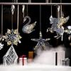 Christmas Tree Gift Ornaments Faux Crystal for Tree, Clear Snowflake/Starfish/Heart/Bird/Horse Hanging Decoration Decorations with Sequins Xmas Winter