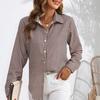 Women's Clothing Printed Tops for Spring Autumn Lapel Collars Plaid Blouse Ladies Loose Casual Long Sleeve Shirt