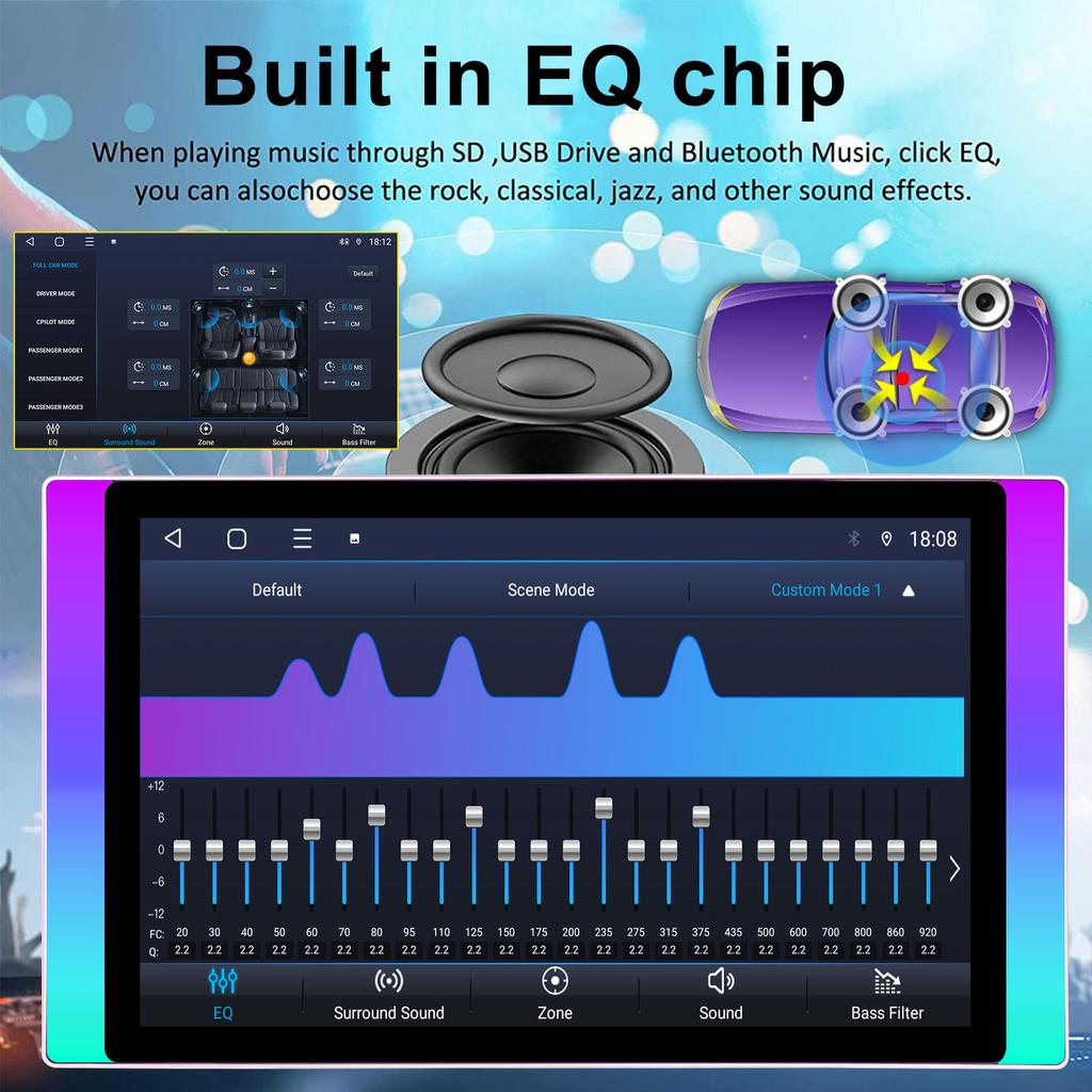 11.5" Universal Android Screen Wireless Carplay Car Video DVD Player Universal Headunit GPS Carplay 5G Wifi BT5.4