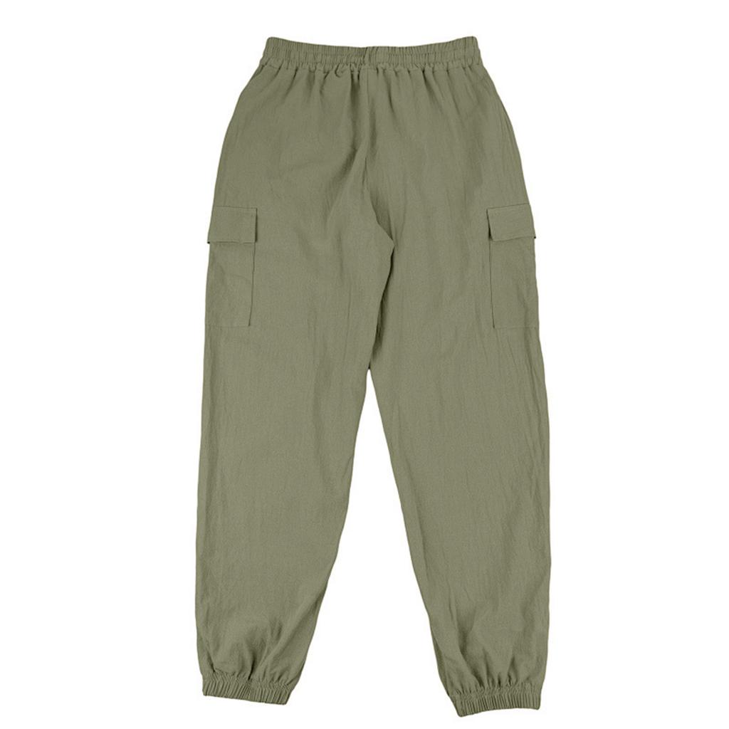 Men's Summer Straight Leg Linen Casual Pants Multi Pocket Cargo Trousers Loose Breathable Beach Pants Vacation Wide Leg Pants