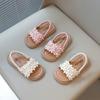 Roman Style Flower Decor Beach Sandals, Soft Sole Open Toe Trendy Shoes for Girls