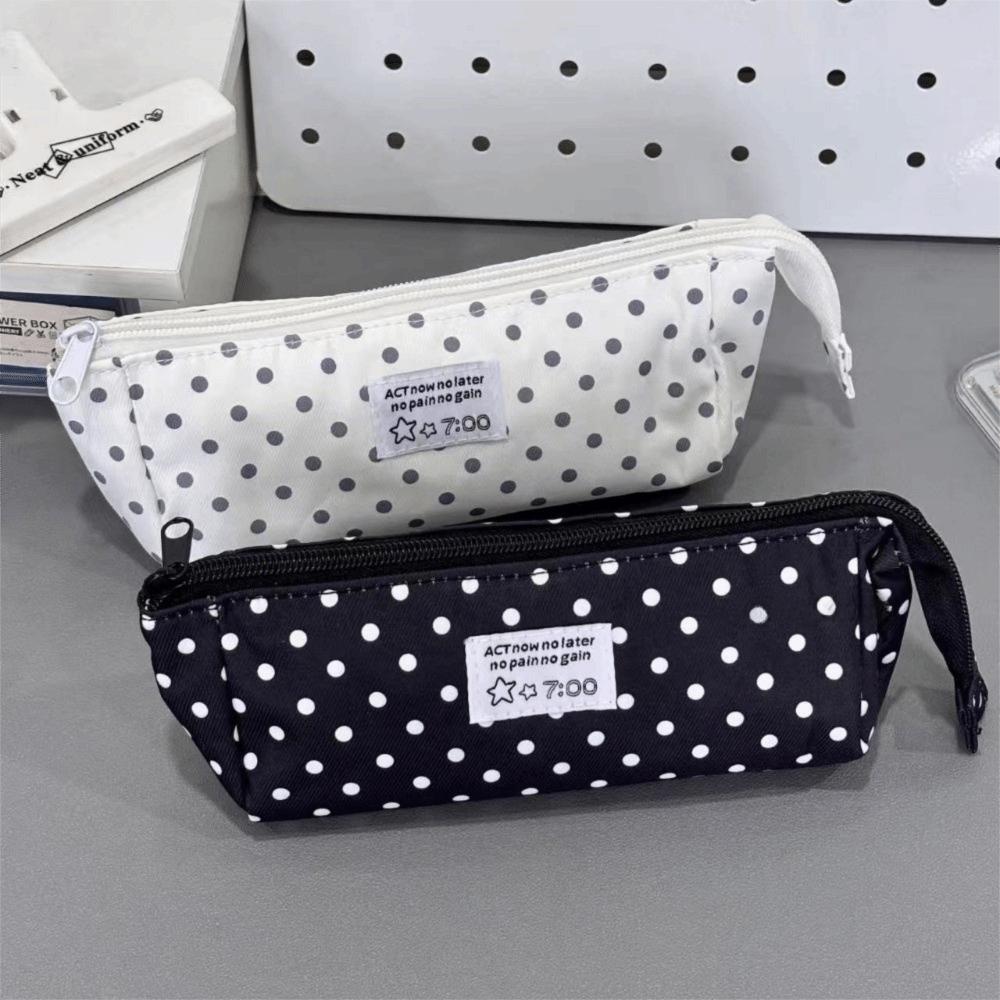 Triangular Pencil Case Polka Dot Stationery Storage Case Kawaii Pencil Pouch for Students