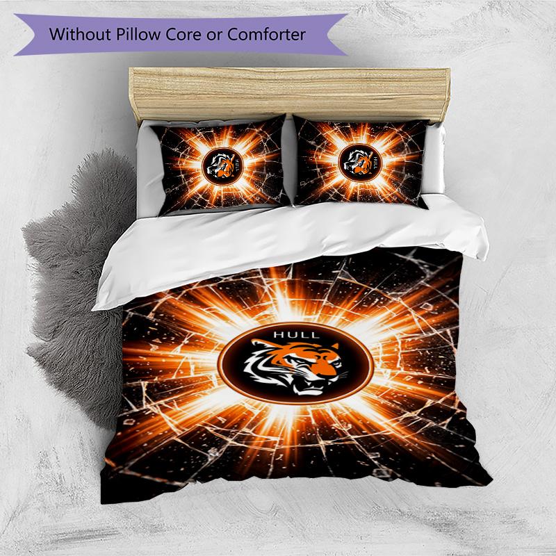Hull City Football Printed 3 Pieces Bedding Set, Comfortable Skin Friendly Bedroom Duvet Cover Set