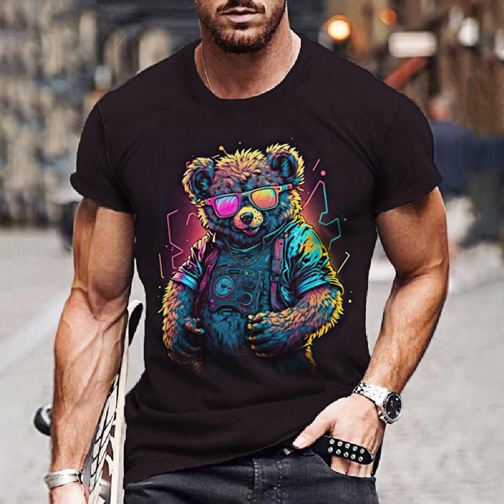 Animal Men's T-Shirt Funny Tiger Tees 3D Print Duck Snake Pattern Short Sleeve Oversized Tops Summer Casual Shirts Men Clothing