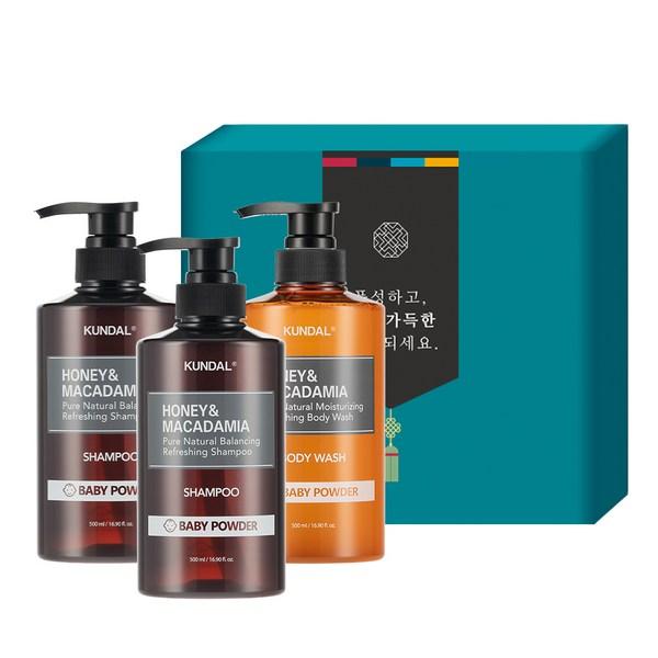 Kundal Hair Body 3 Holiday Gift Set D Baby Powder Flavor, 1 Set, Korean Popular Cosmetics Set