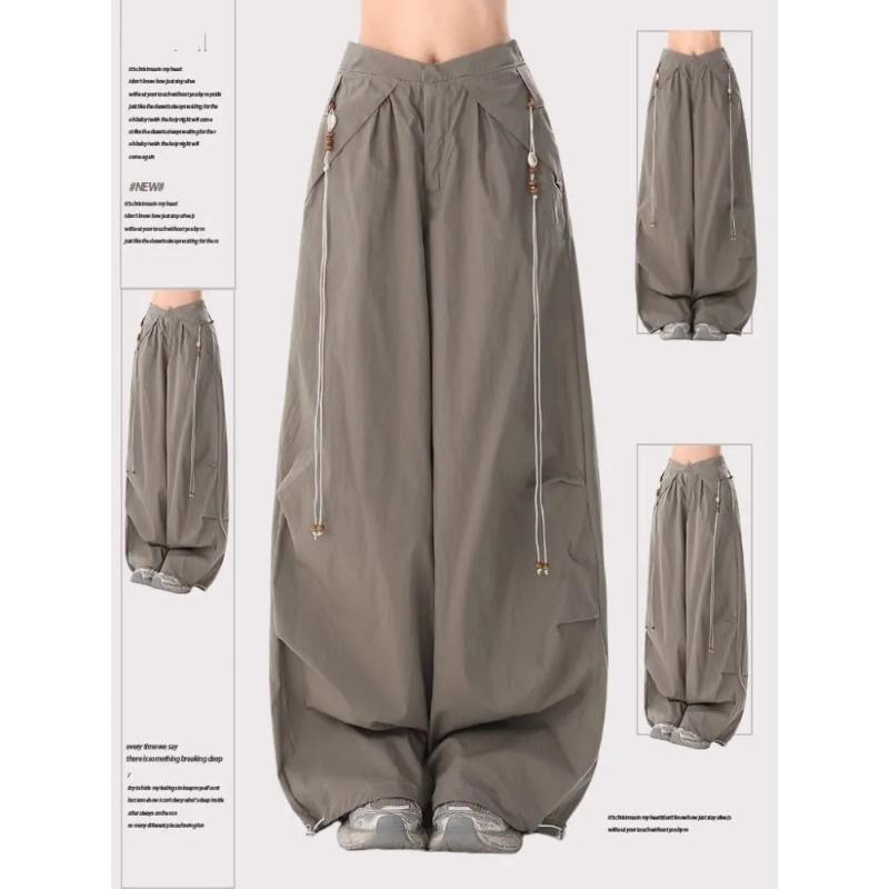 Women's Wide-Leg Pants with Drawstring Detail Elastic Cuffs