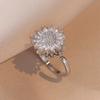 ZAKOL Fashion Crystal Sunflower Rings For Women Elegant Clear Zirconia Adjustable Flower Ring Engagement Wedding Zircon