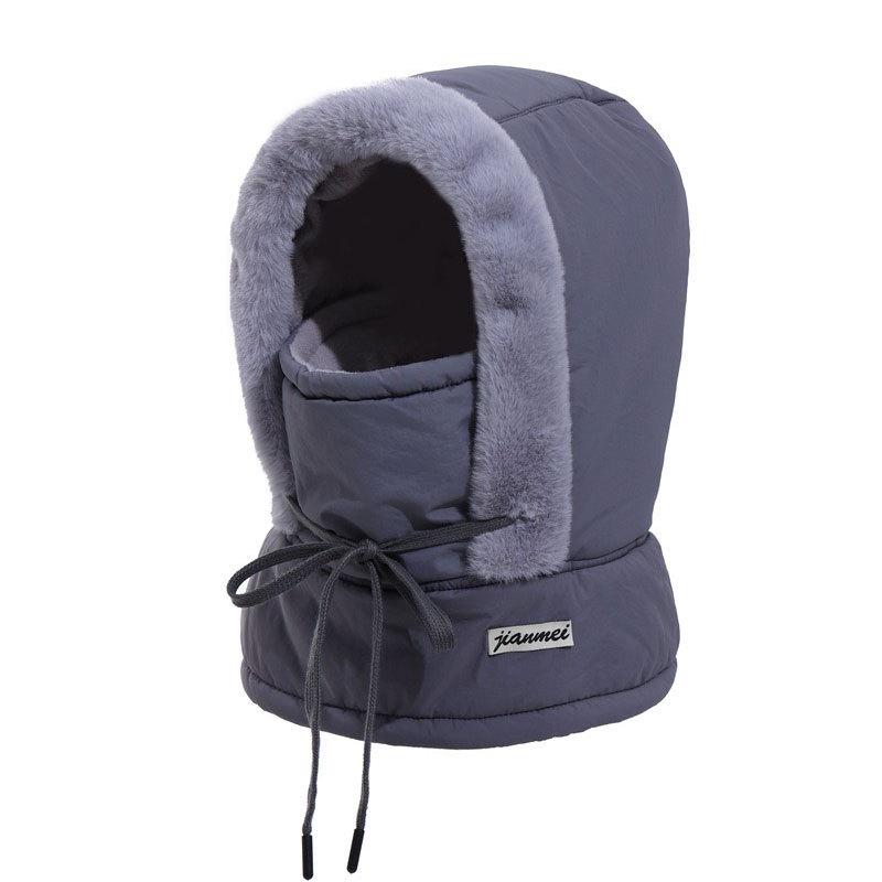 Winter Velvet To Keep Warm Children Big Head Circumference Skiing Cycling Windproof Snow Mask Scarf Integrated Hat Ear Protector