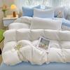 Super Soft Bed 4Pcs Set, Pure Washed Cotton Quilt Cover, Bed Sheet Full Quilt Cover, Bed Hat Student Three 4-Piece Set