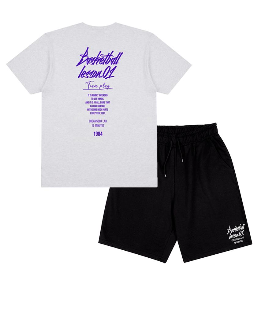 CREAM SODA LAB [2Pack] Quarter Logo Short Sleeve Shorts Set (Type A)