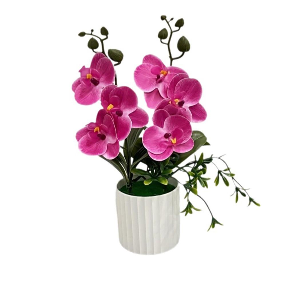 Plastic Butterfly Orchid Artificial Flower Fake Plant Flower Potted Home Office Decoration