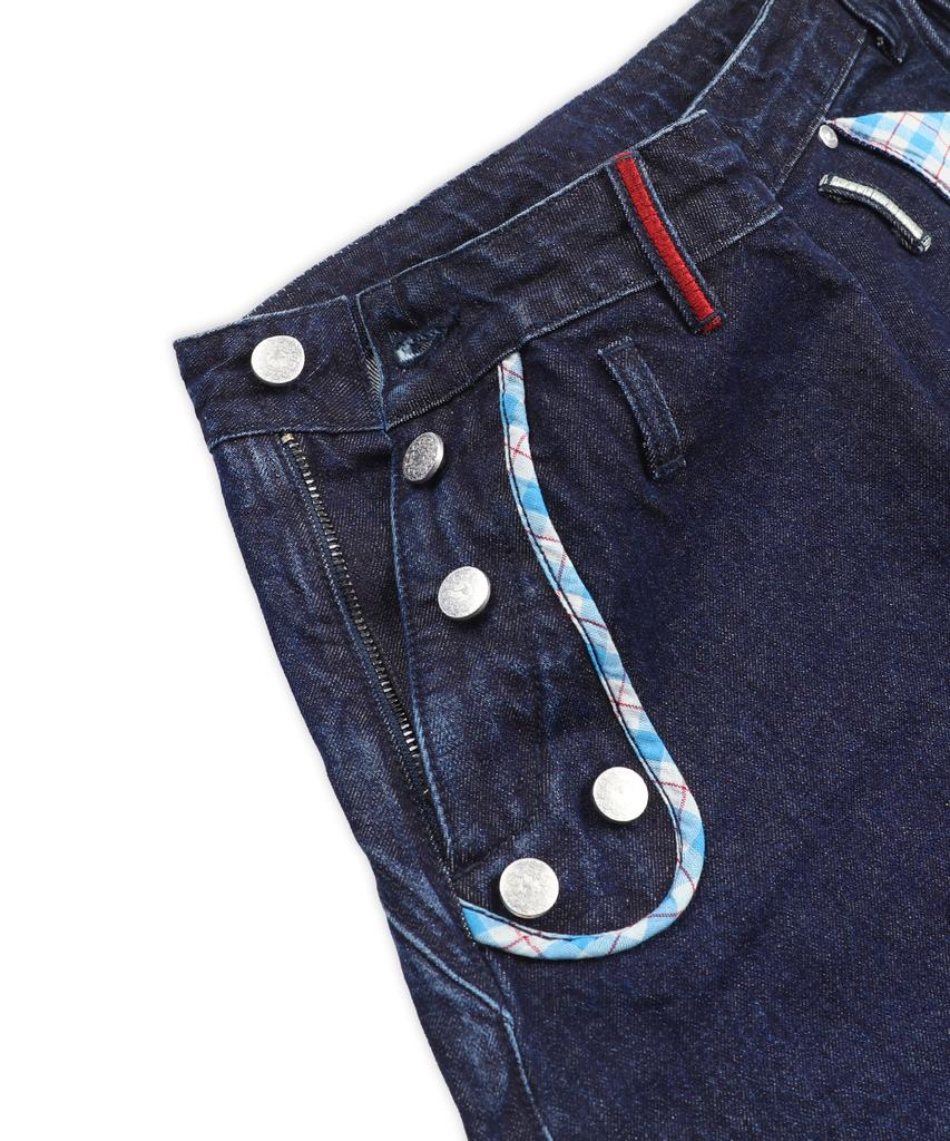 RuNaKi'Hu' Wxp085 Shiawase Check Color Block Balloon Pants (Indigo)