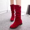 Fashion Women's Snow Boots Wedge Heel Mid Calf Boot Ladies Shoes On Offer Round Head New In Elegant Woman Shoes with Medium Heels Black