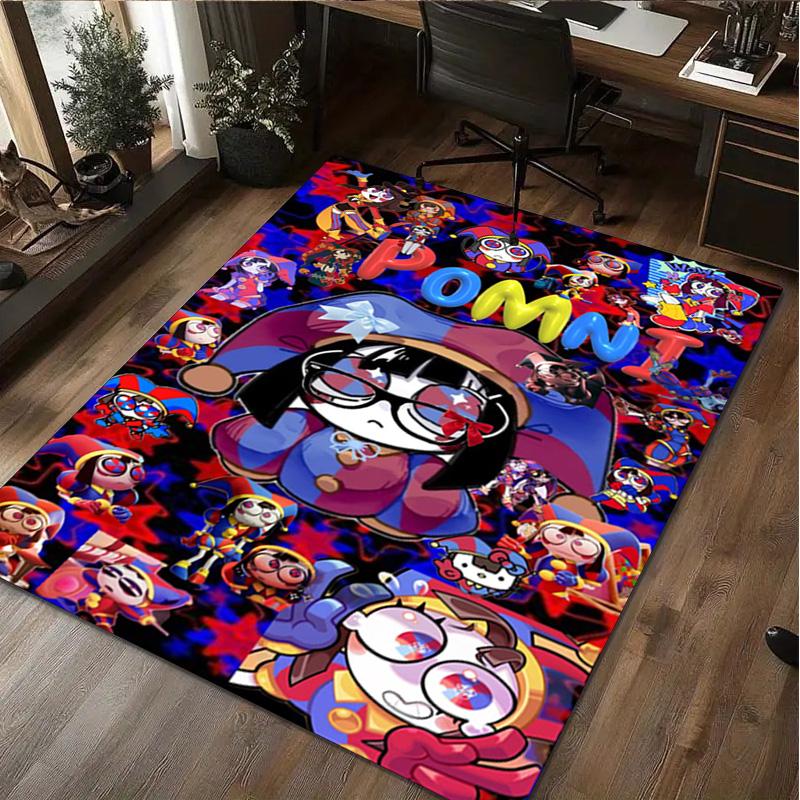 Cartoon Character Pomni  Carpet Office Decorative Carpet For Living Room Bedroom Door Mat Floor Rug Computer Chair Area Rug Perfect Holiday Gift
