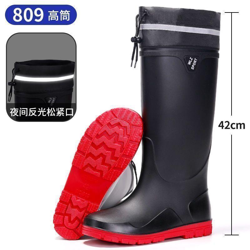 Rain shoes men's new non-slip and water-proof port short tube platform overshoes warm rain boots men