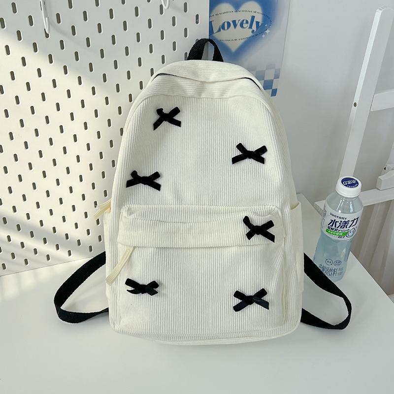 Cute Bowknot Aesthetic Backpacks Lightweight School Bookbags Students Sweet Rucksack for Girls Women's Corduroy College Mochilas CLE
