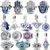 Náramek s přívěskem Lucky Blue Devil Eyes Náhrdelník 925 Silver Palm Egypt Charms korálky Diy šperky
