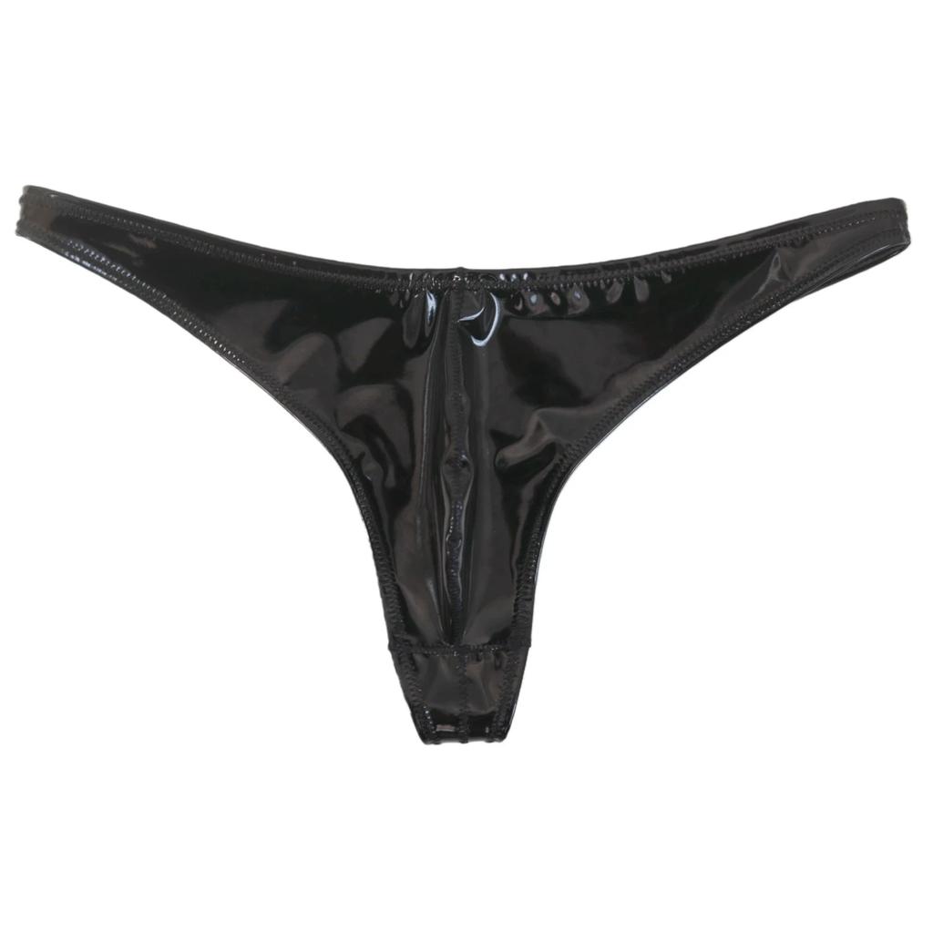 Sexy Men Plus Size Latex Pvc Shiny Hot Short Convex U Pouch G-String Fashion Underwear Tights Lingeries Pu Stage Briefs