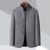 Autumn and Winter Middle-aged Thick Jacket Business Casual Wool Men's Jacket Stand Collar Daddy Jacket Cotton Cashmere Jacket