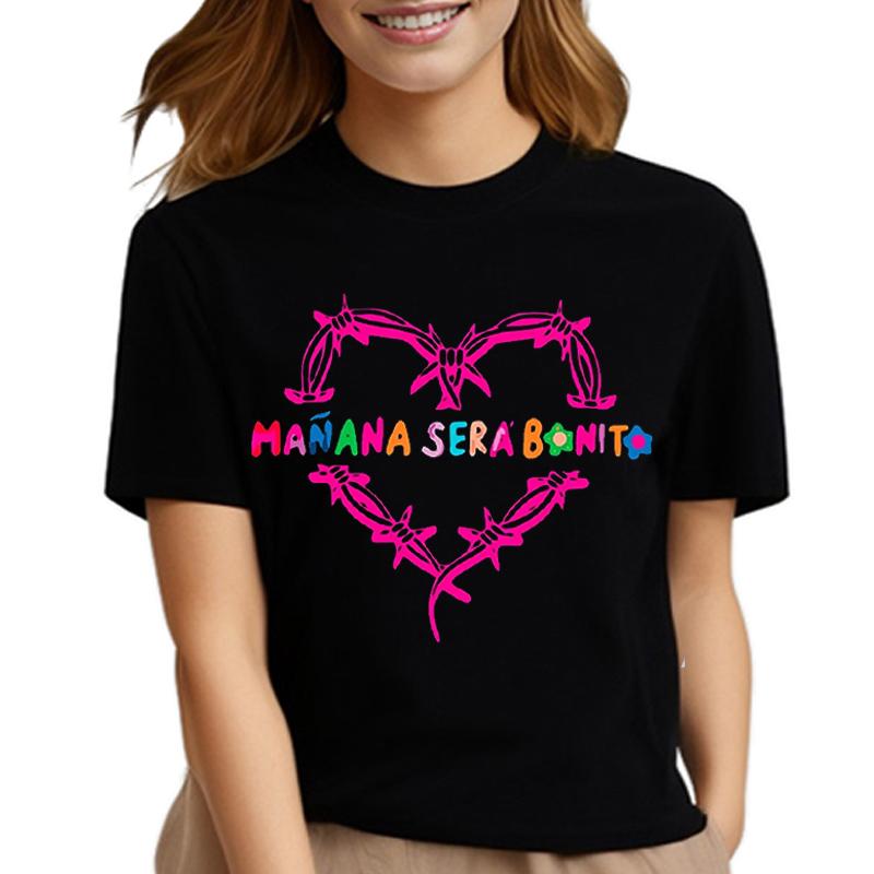Damen T-Shirt Manana Cartoon T-Shirts für Mädchen Sommer Kurzarm Print T-Shirt Top bunt Herz O-Ausschnitt T-Shirt Kleidung