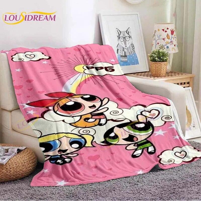 Cartoon Super Flying Girls Blanket Classic Anime Blanket Soft Lightweight Blanket for Sofa Bed Decor 90s Gifts Fannel Blankets