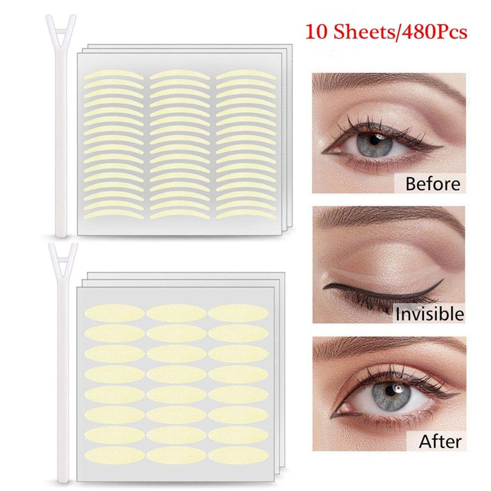 480Pcs Hot Breathable Invisible Eye Makeup Tape Eyelid Stickers Double Side Eyelid Transparent