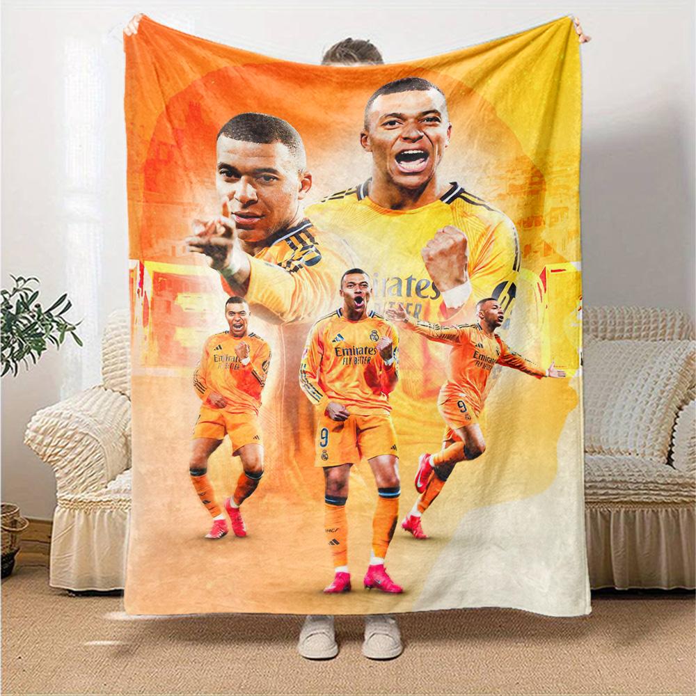 Star Player Kylian Mbappé Blanket Ultra-Soft Perfect for Picnics Couch Seaside for All Seasons Stylish Decor Unique Gift for Family and Friends Campin
