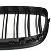 BMW 5 F07 GT 09-17 Grill Mellan Strålkastarna (Njurar) Vänster + Höger Set, Svart Blank Dubbel Ribb