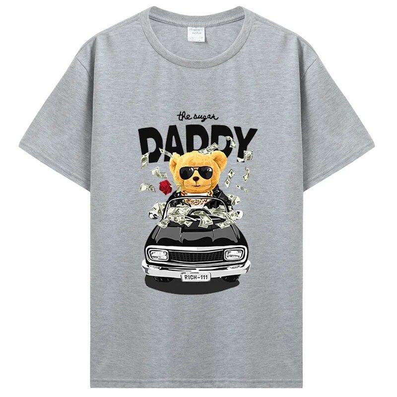 Teddybär The Sugar Daddy T-Shirts Unisex Baumwolle T-Shirt Cartoon Lustiges Grafik T-Shirt Übergroße Unisex Designer Kleidung