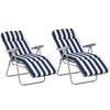 2Pc Folding Sun Loungers Set-Blue/White