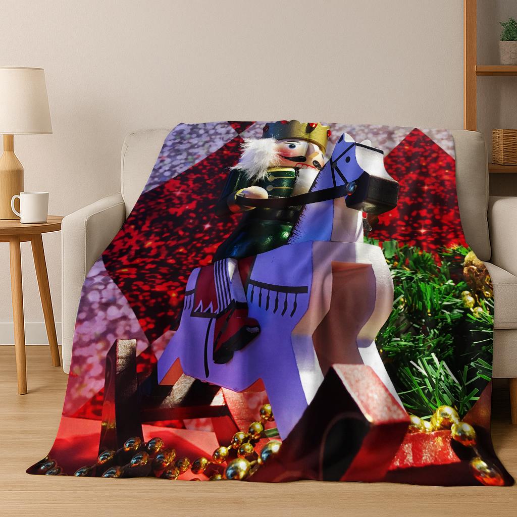 2026 New Nutcracker Merry Christmas Tree Cartoon Puppet Gift Flannel Blanket,Soft Throw Blanket for Home Bedroom Bed Sofa Kids