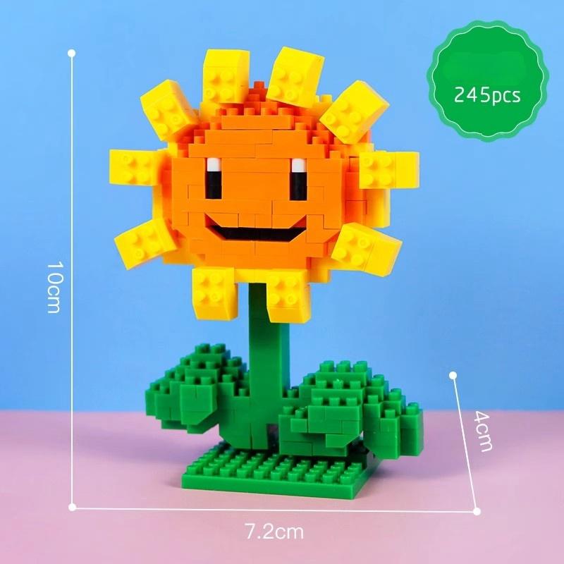Non-Toxic Plants Vs Zombies Blocks Small Cartoon Mini Building Block Peashooter Sunflower Chomper Assemble Action Model Doll Toy For Kids