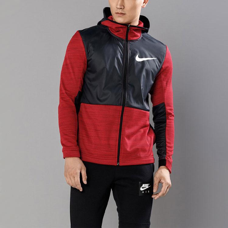Nike Veste à capuche de sport de basketball Dri-FIT en maille doublée polaire à empiècements pour homme Vestes Rouge 857045-657