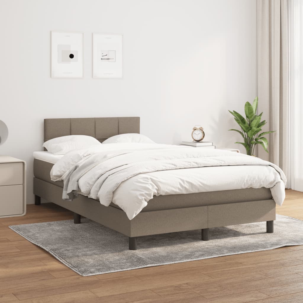 Vidaxl Letto Continentale Con Materasso, Taupe, 120X190 Cm, Tessuto
