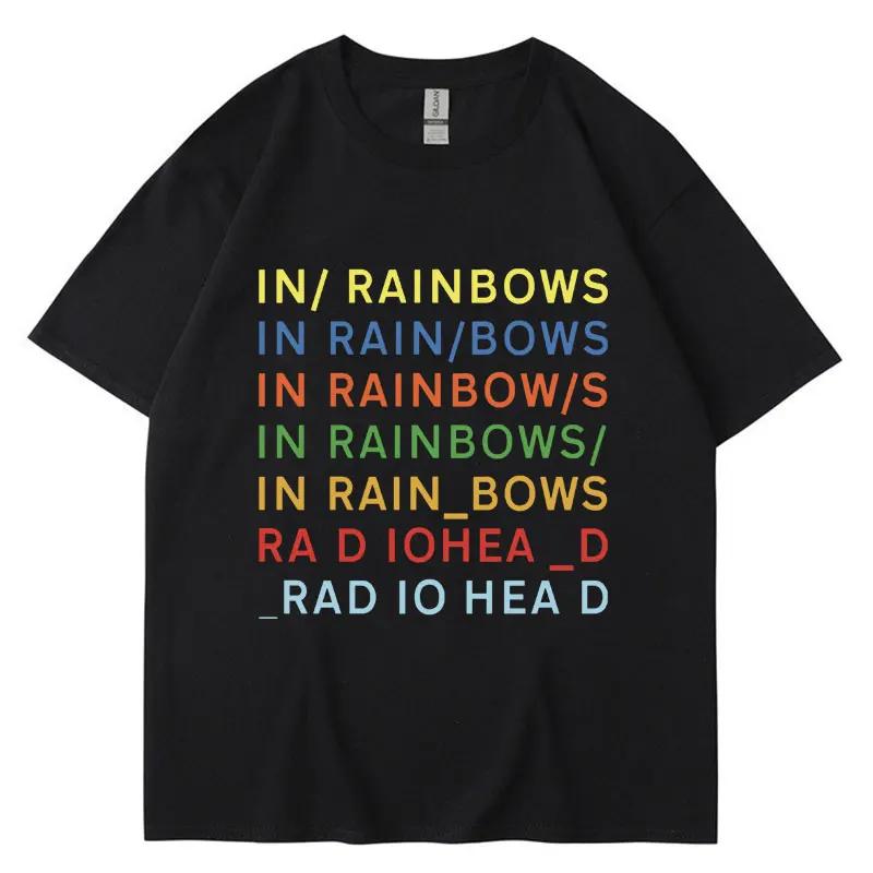 British Rock Band Radiohead T Shirt Music Album In Rainbows Unisexs Cotton Short Sleeve Hip Hop Gothic Loose TShirts Streetwear