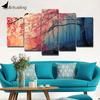 ArtSailing Plagát HD výtlačky Moderné plátno na stenu do obývačky 5 kusov Obrázky Cherry Blossoms Červené stromy Lesná maľba