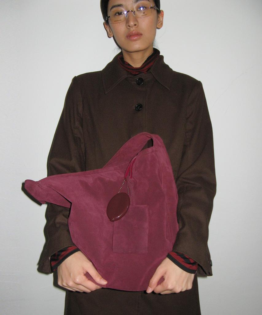 Pote 0007 Layered Pouch Hobo Bag_Suede Plum