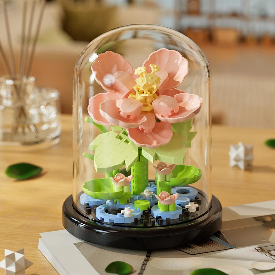 Potted Building Block Simulation Succulent Bouquet Creative Puzzle Building Block Eternal Flower Home Decoration Rose