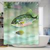 Fish-themed Waterproof Shower Curtain Set with Colorful Print for Bathroom Decor 3D Printed Fabric Door Curtains In Blue Green