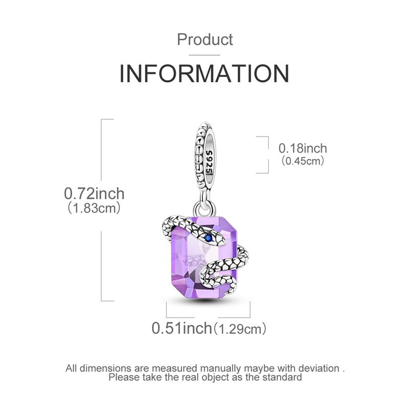 Charms Original Copper Purple Serpentine Pendant Animal Beads Fit Bracelet Women Jewelry Diy Fine Gift Accessory