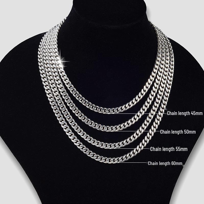 Trendy Unisex Cuban Six-Sided Polished Necklace: Versatile High-Quality Titanium Steel Chain