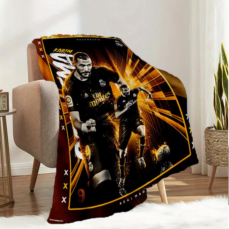 Real Madrid Karim Forever Decke Leicht Ideal Bettdecke Perfekt für Reisen, Camping, Wohnzimmer, Büros, Sofas, Fan Weihnachtsgeschenk