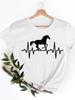 Senhoras Casual Cavalo Amor Doce Anos 90 Bonito Mulheres Roupas Verão Manga Curta Camiseta Gráfica Camisetas Femininas Camisetas Roupas